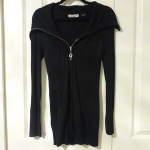 GUESS black long zip up sweater